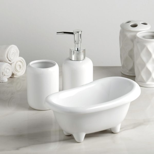 Набор аксессуаров для ванной комнаты «Ванночка», 3 предмета (дозатор 250 мл, мыльница, ванночка), белый