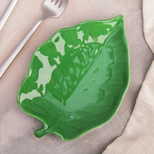 Блюдо сервировочное «Лист» зеленое, 18х12х2 см