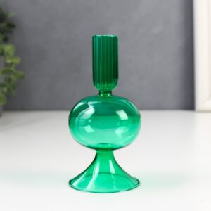 Подсвечник стекло на 1 свечу "Сомма" прозрачный зелёный 15х7х7 см