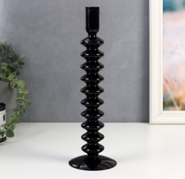 Подсвечник стекло на 1 свечу "Луаре" чёрный 29х8,5х8,5 см